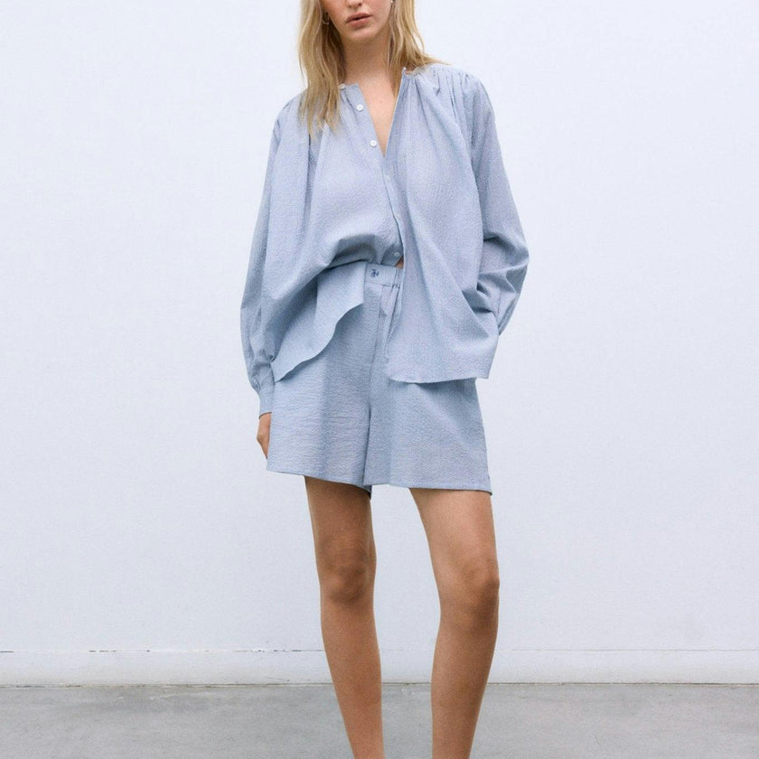 Cloe Woman Short Summer Midnight Pinstripes