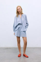 Cloe Woman Short Summer Midnight Pinstripes