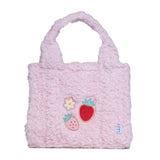 Sherpa Tote Bag – Cozy, Colorful & Convertible with Matching Coin Purse, Strawberries + Daisies