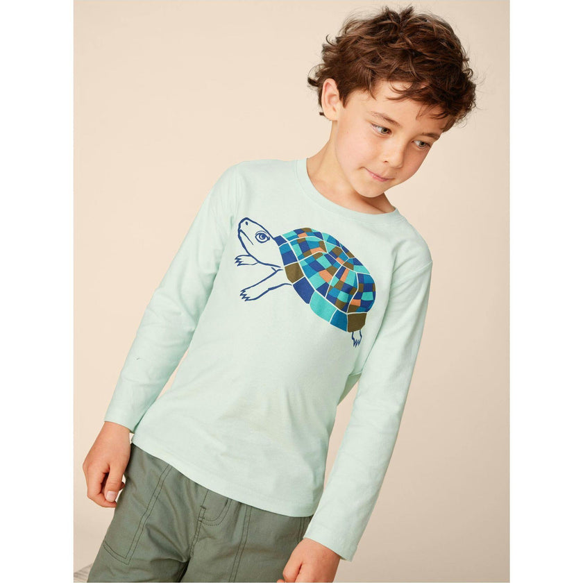 Mosaic Graphic Print Long Sleeve T-Shirt, Green