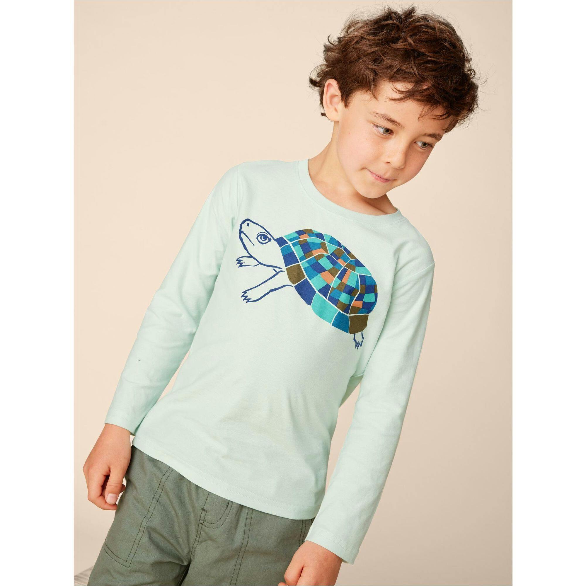 Mosaic Graphic Print Long Sleeve T-Shirt, Green
