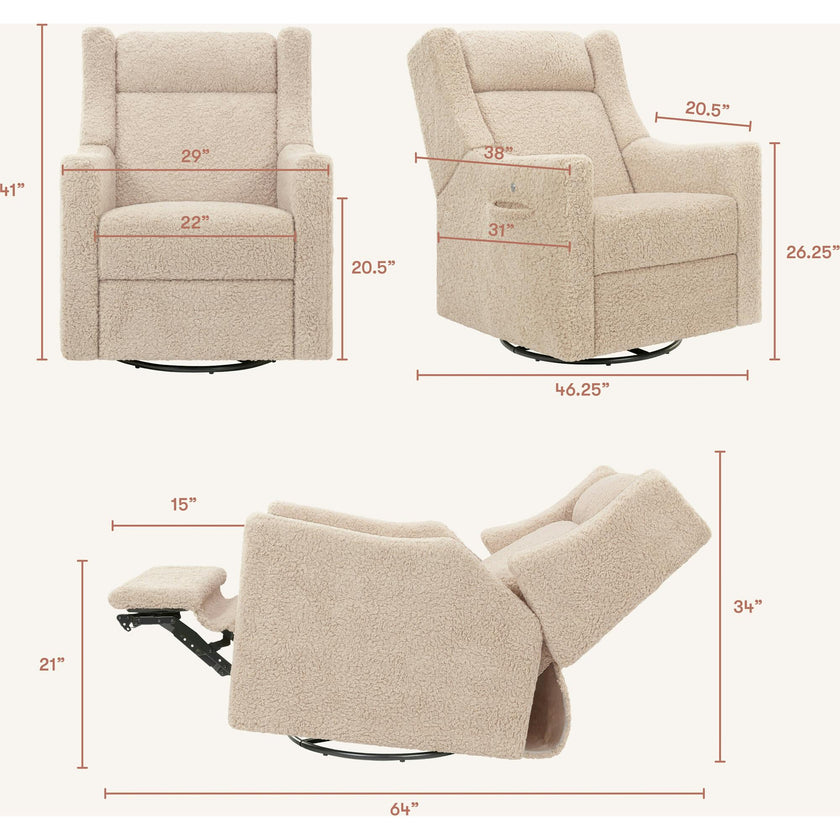 Kiwi Deluxe Power Recliner and Swivel Glider with Heat and Massage