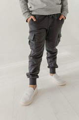 Boys Cargo Fleece Pant in Thunder