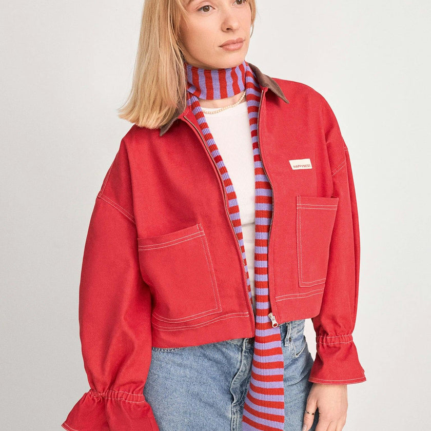 women's denim jacket - retro red