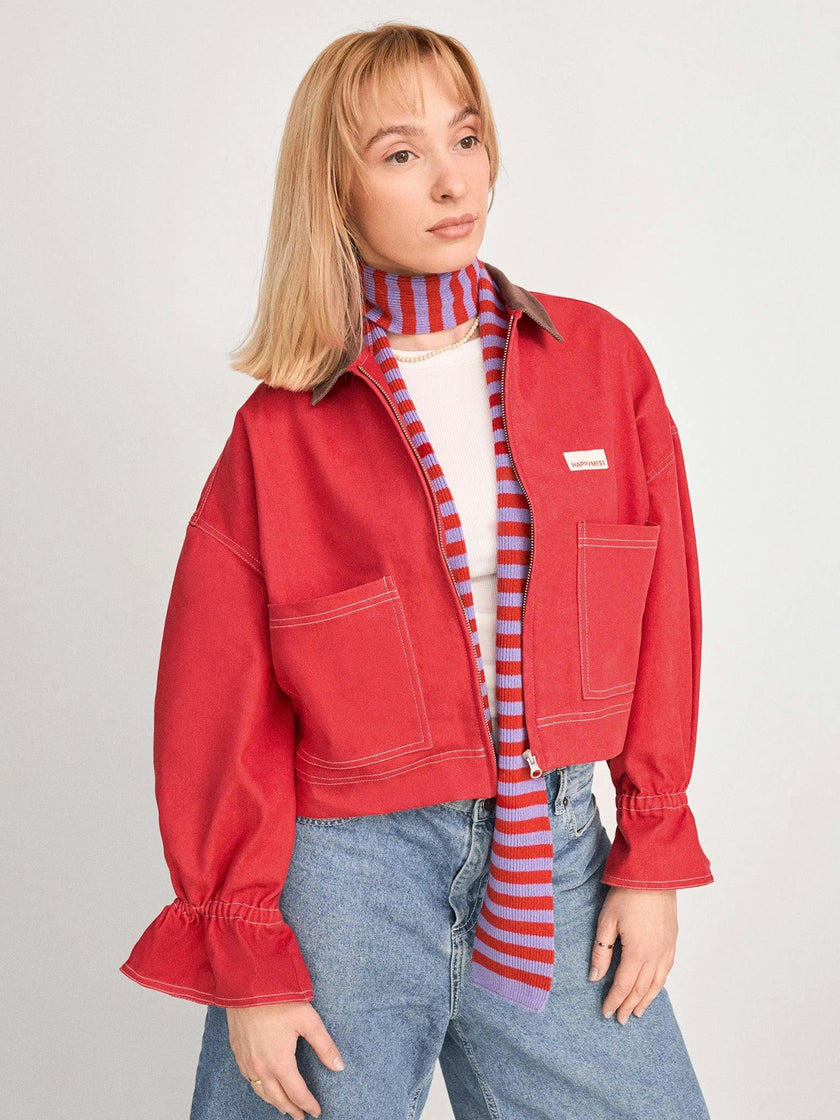 women's denim jacket - retro red
