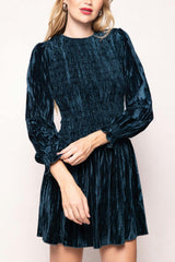 Lena Dress in Dark Teal Velvet
