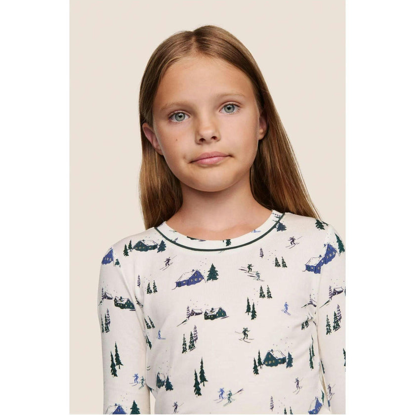 Kids Printed TENCEL Modal Unisex Long PJ Set, White
