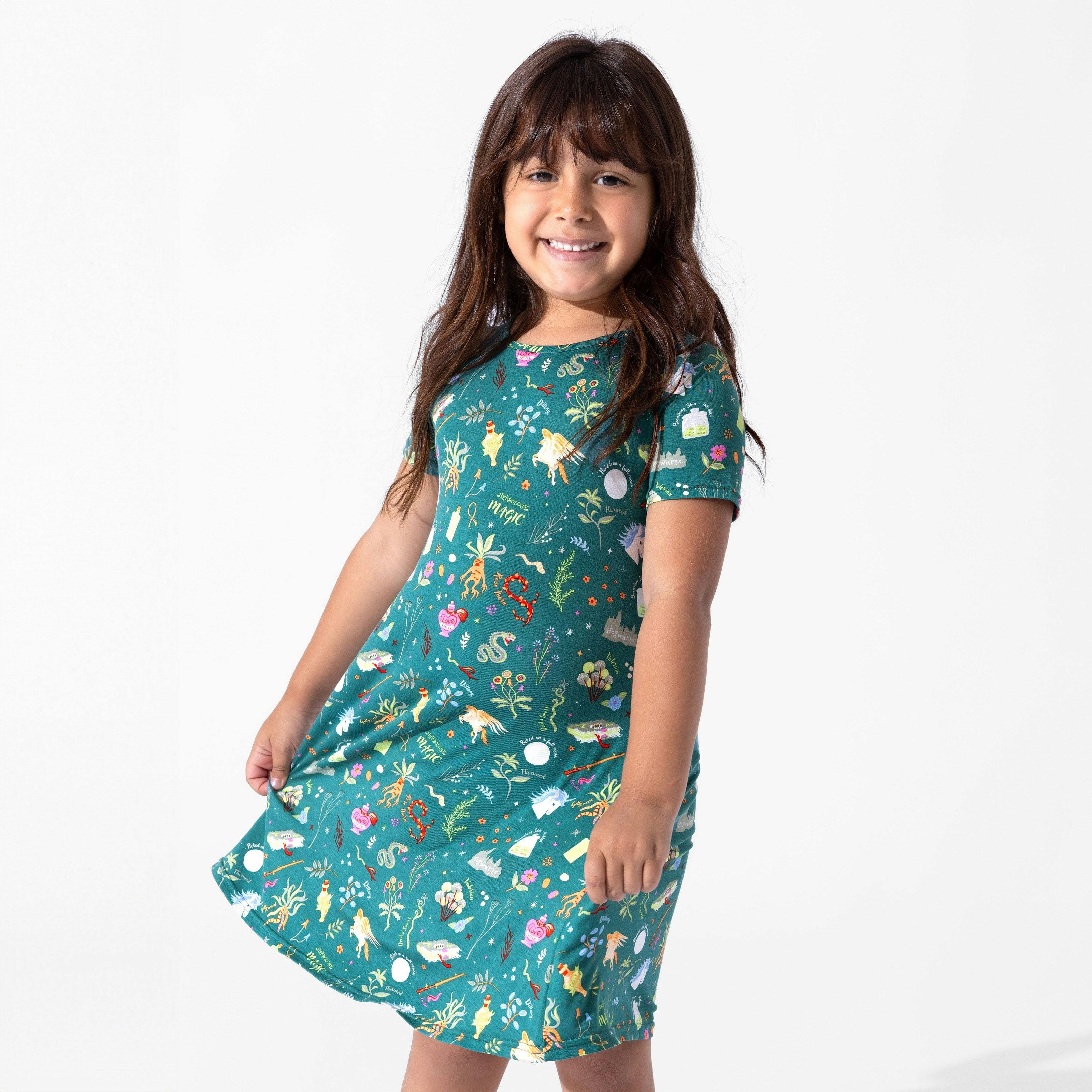 Mandrakes Potions & Herbs Bamboo Girls' Short Sleeve Dress