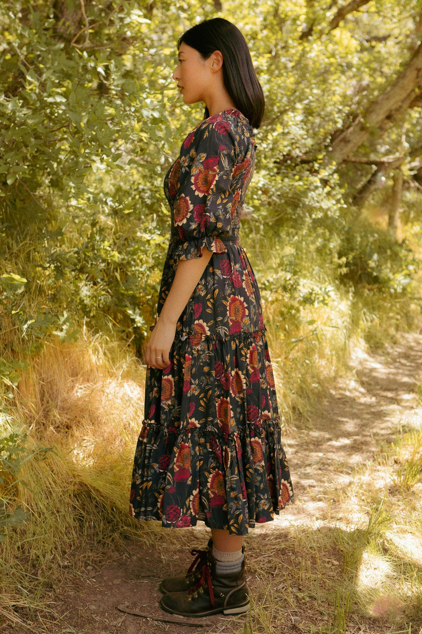 Madeline Dress in Moody Sunflower