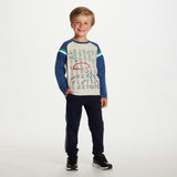 Kids Long Sleeve Raglan Color Blocked Alphabet Tee