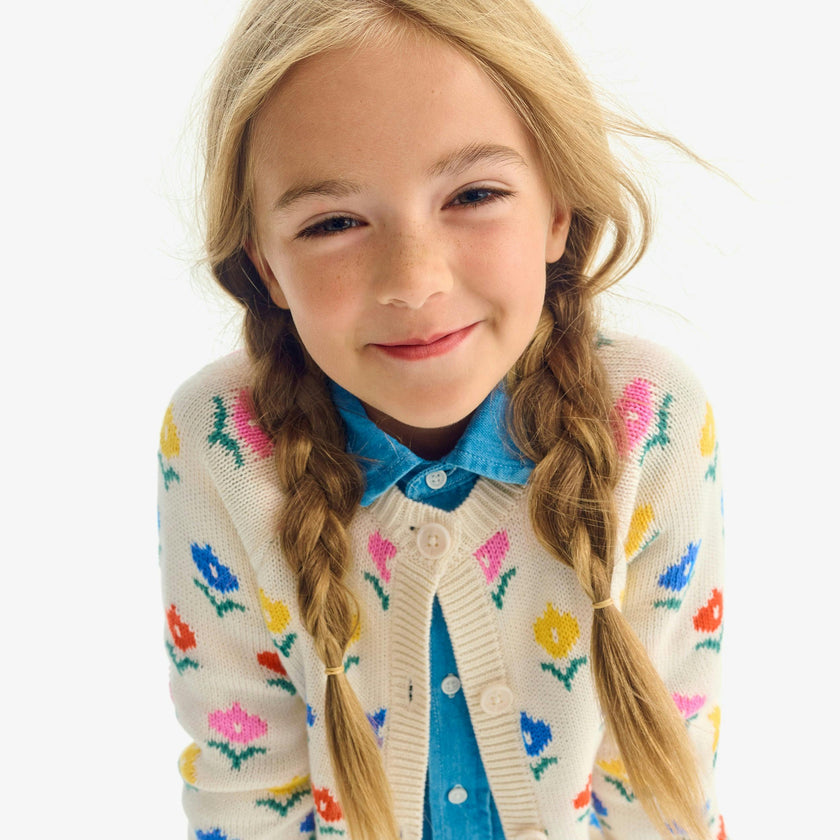 Kids cardigan in fall florals