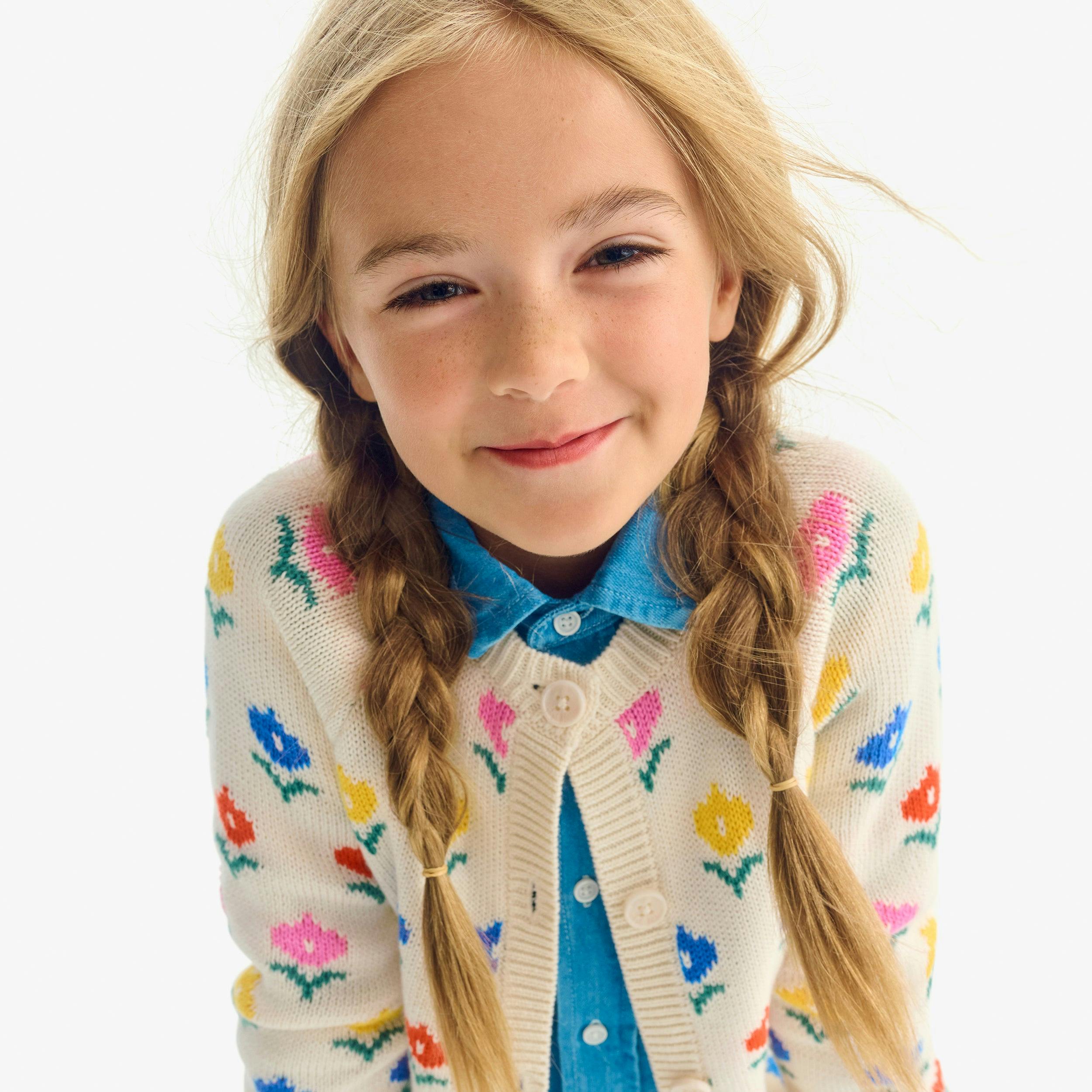 Kids cardigan in fall florals