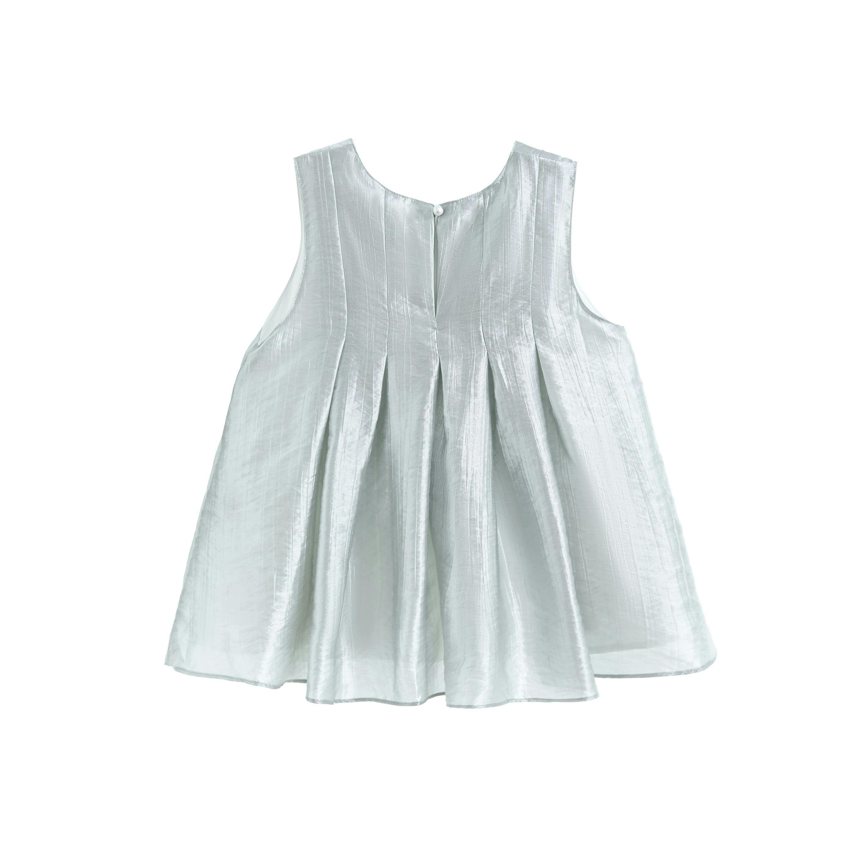 Metallic Ruffle Bow Sleeveless Top & Skirt Set