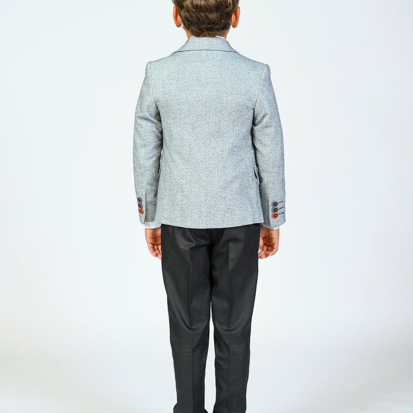 Cool Gray Embroidered Blazer