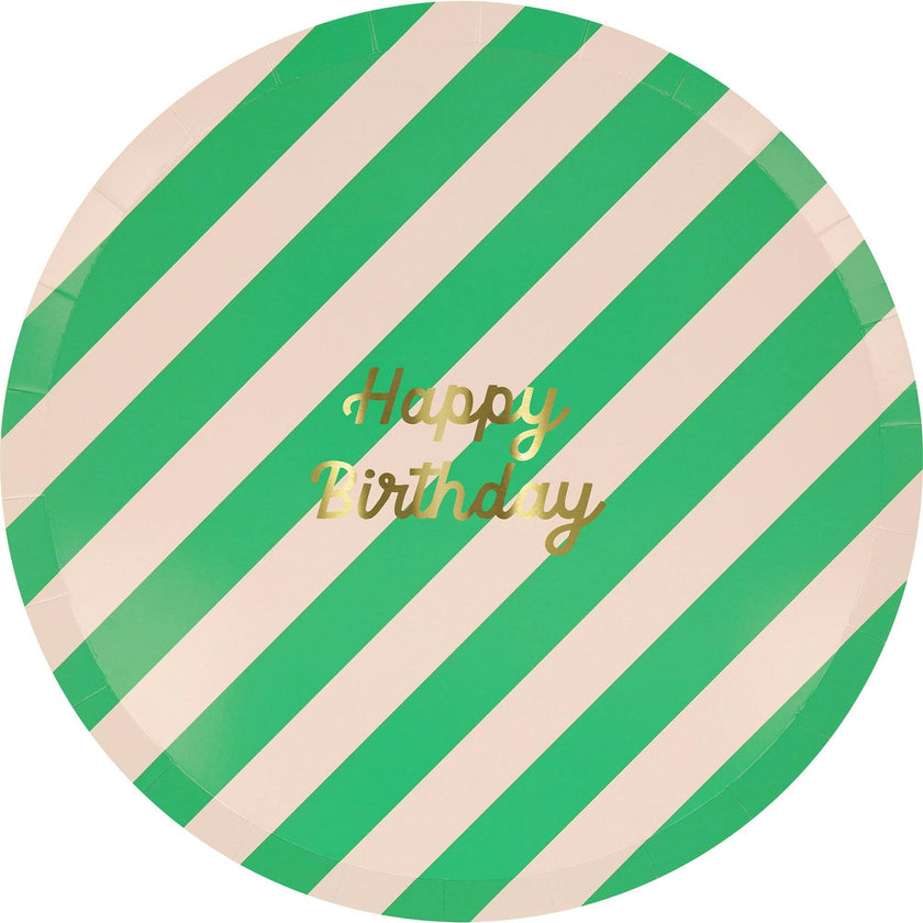 Stripe Happy Birthday Dinner Plates