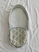 Quilted Round Sling Bag Blue