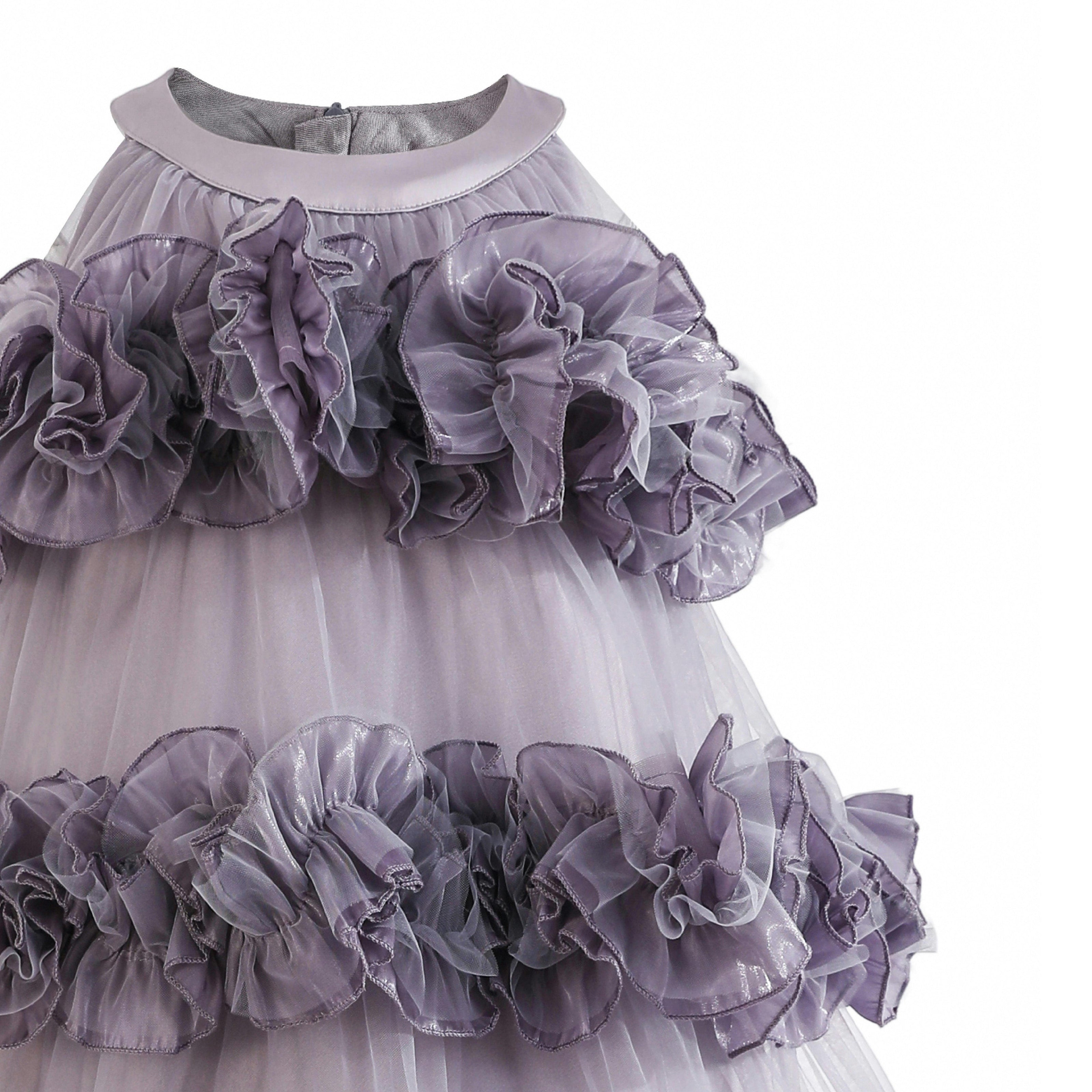 Purple Elysia Tiered Ruffle Dress