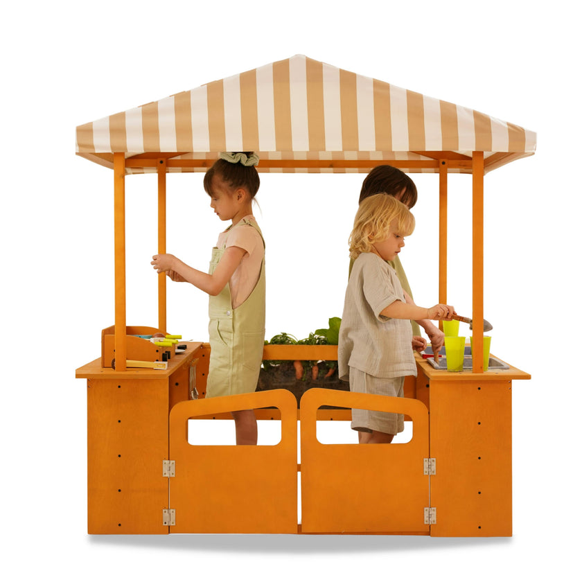 Avenlur Sumac Outdoor Wooden Play Market, Root View Planter, Mud Kitchen & Grill Station