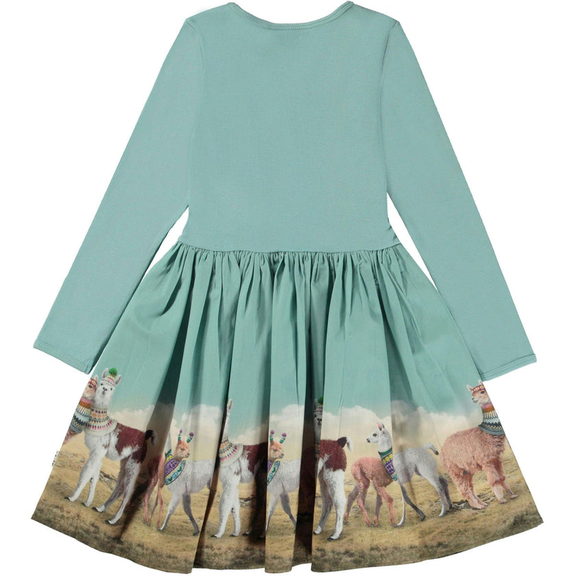 Blue Cotton Llama Print Dress