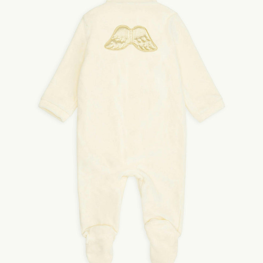 Velour Angel Wing™ Sleepsuit - Gold & Cream