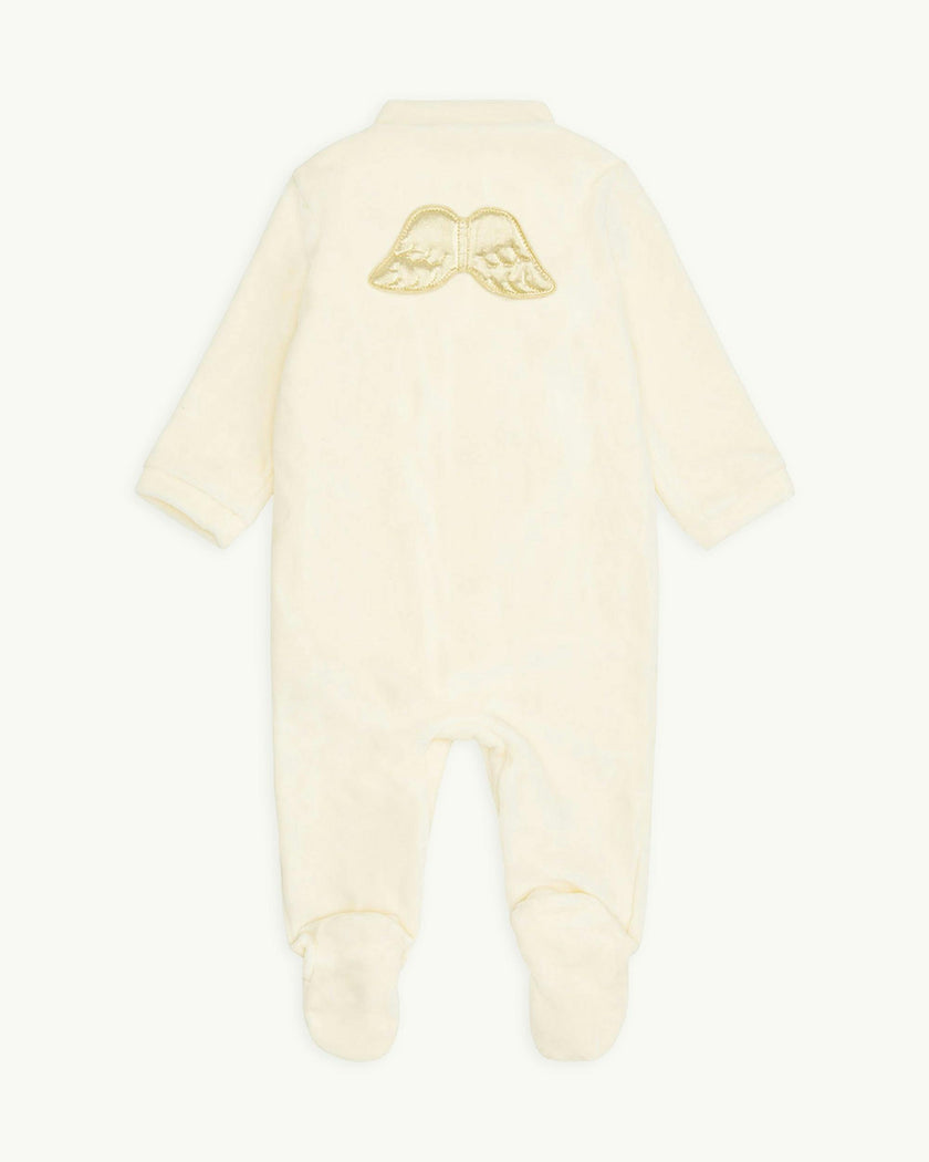 Velour Angel Wing™ Sleepsuit - Gold & Cream