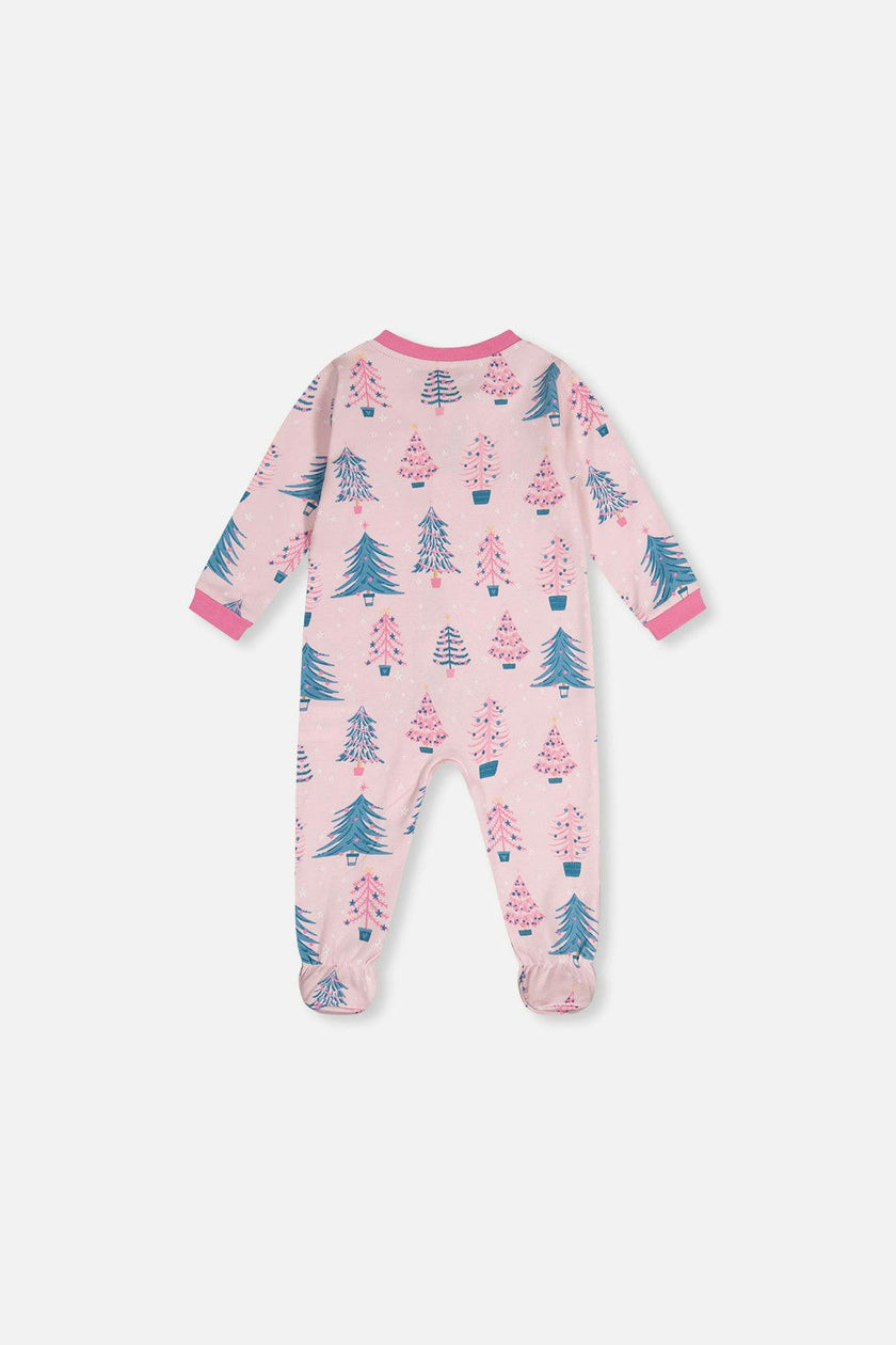Baby Organic Cotton One Piece Pajama Pink Tree Print