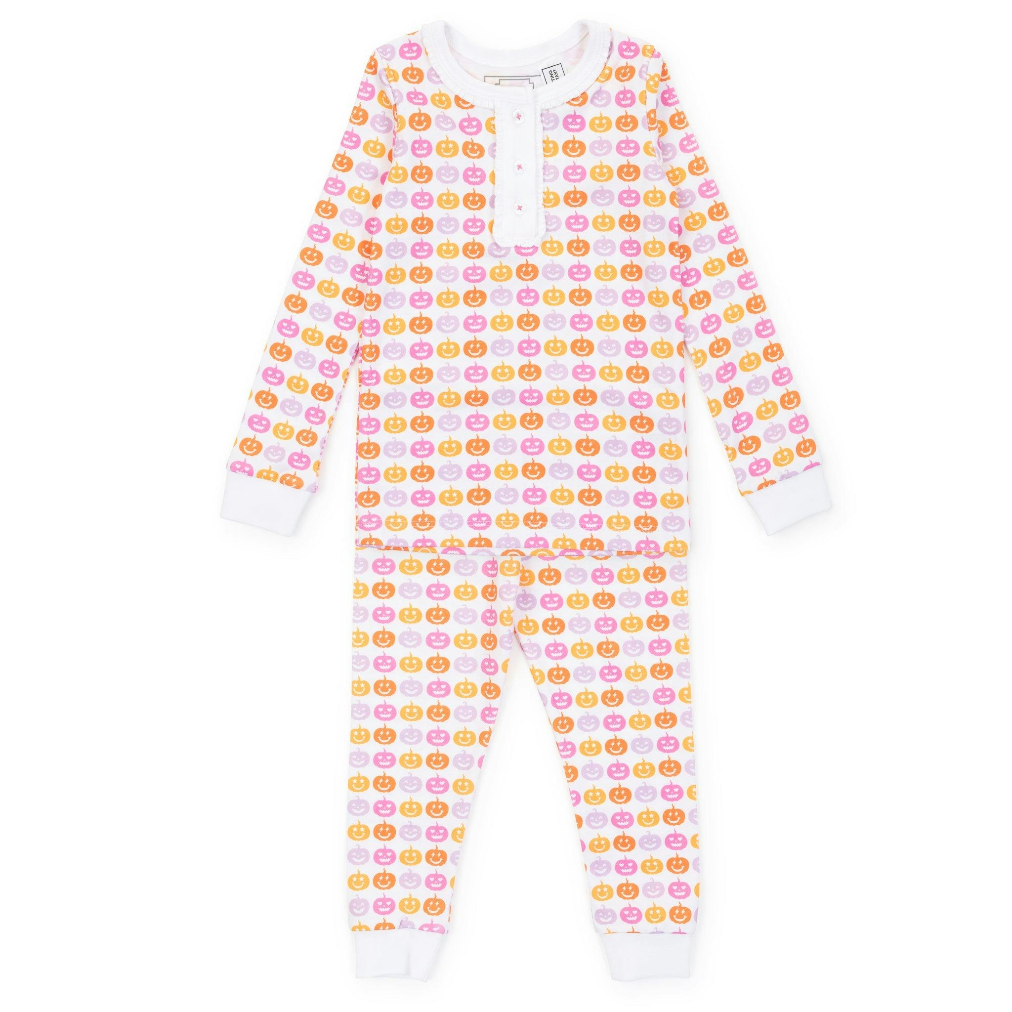 Alden Girls' Pima Cotton Pajama Pant Set - Preppy Pumpkins Bright