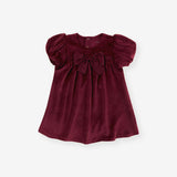 Cranberry Velour Bow Babydoll Dress