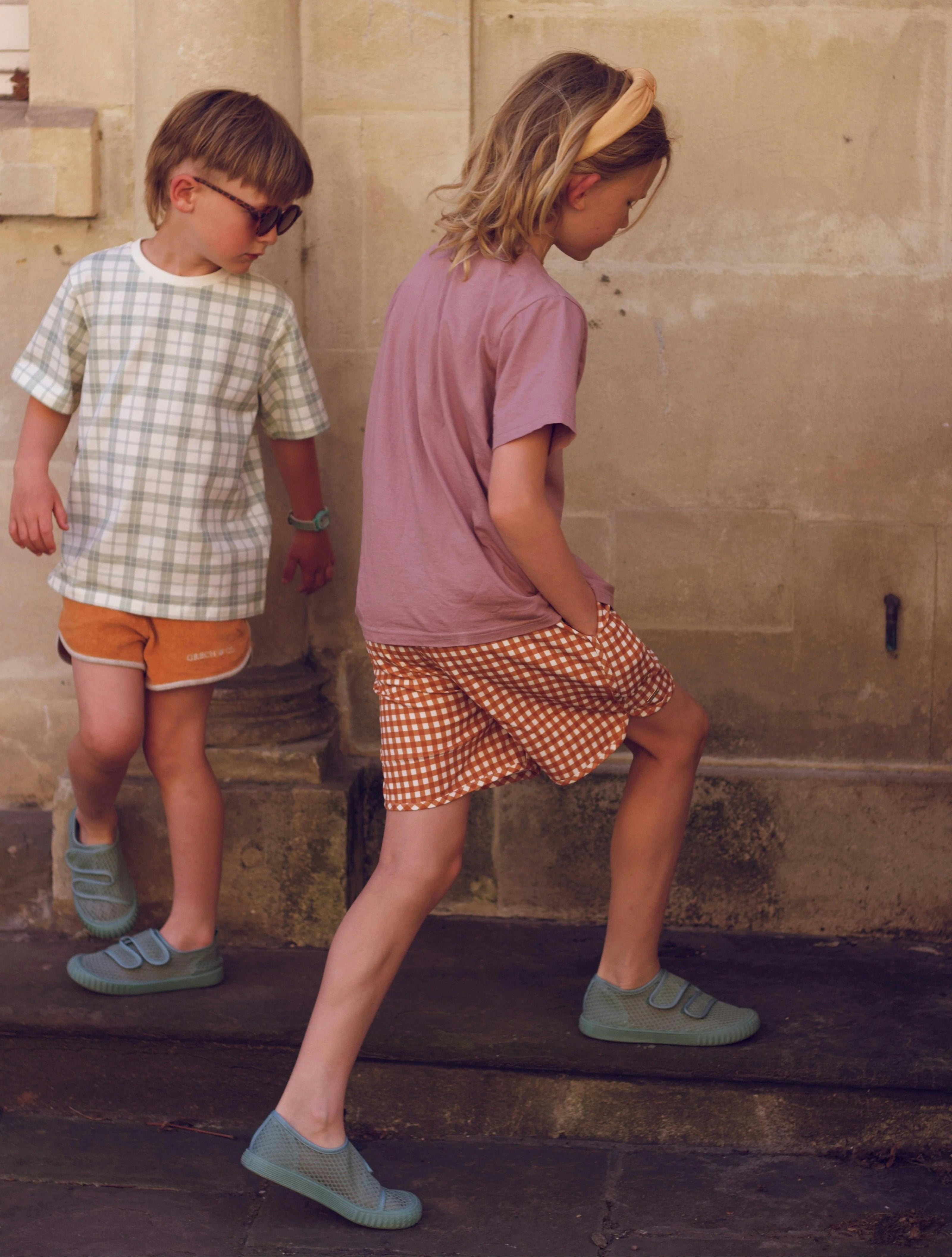 Oversized T-Shirt | Organic Cotton Jersey - Fern Plaid