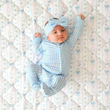Blue Gingham Footie Zippered One Piece