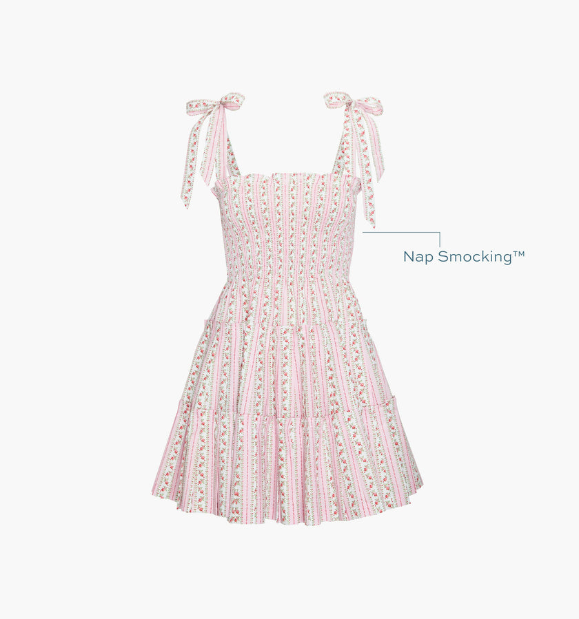 The Ribbon Charlotte Nap Dress - Pink Floral Dot Stripe