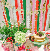 Packed Party Holiday Hues Crepe Paper Streamer Backdrop Kit - 6 Colors of 72-Inch Crepe Paper Rolls with 60-Inch Gold Satin Ribbon for Holiday Photo Walls