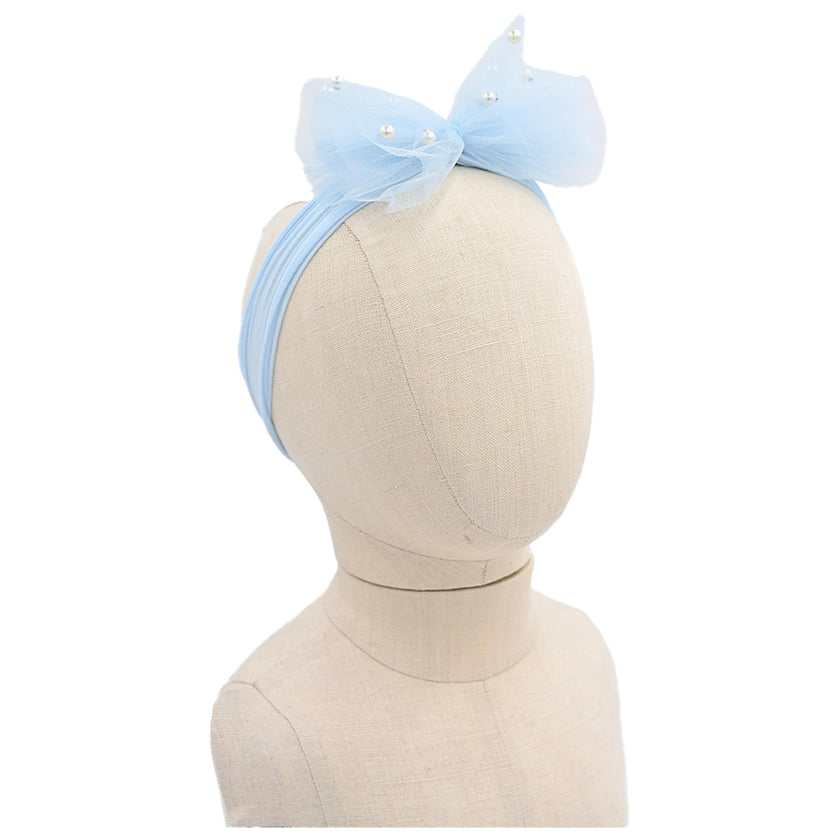Multicolored Tulle Pearl Ribbon Headband