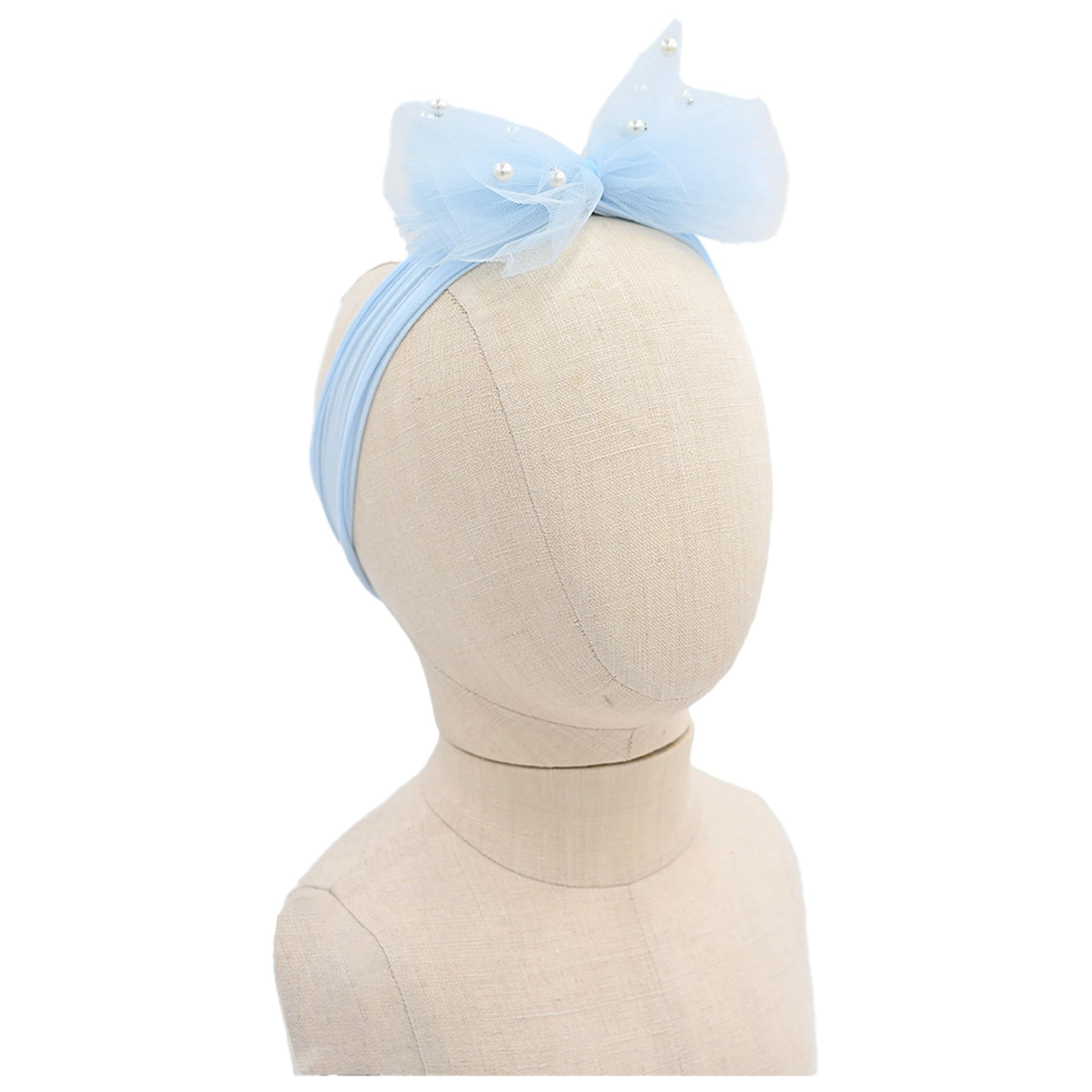 Multicolored Tulle Pearl Ribbon Headband