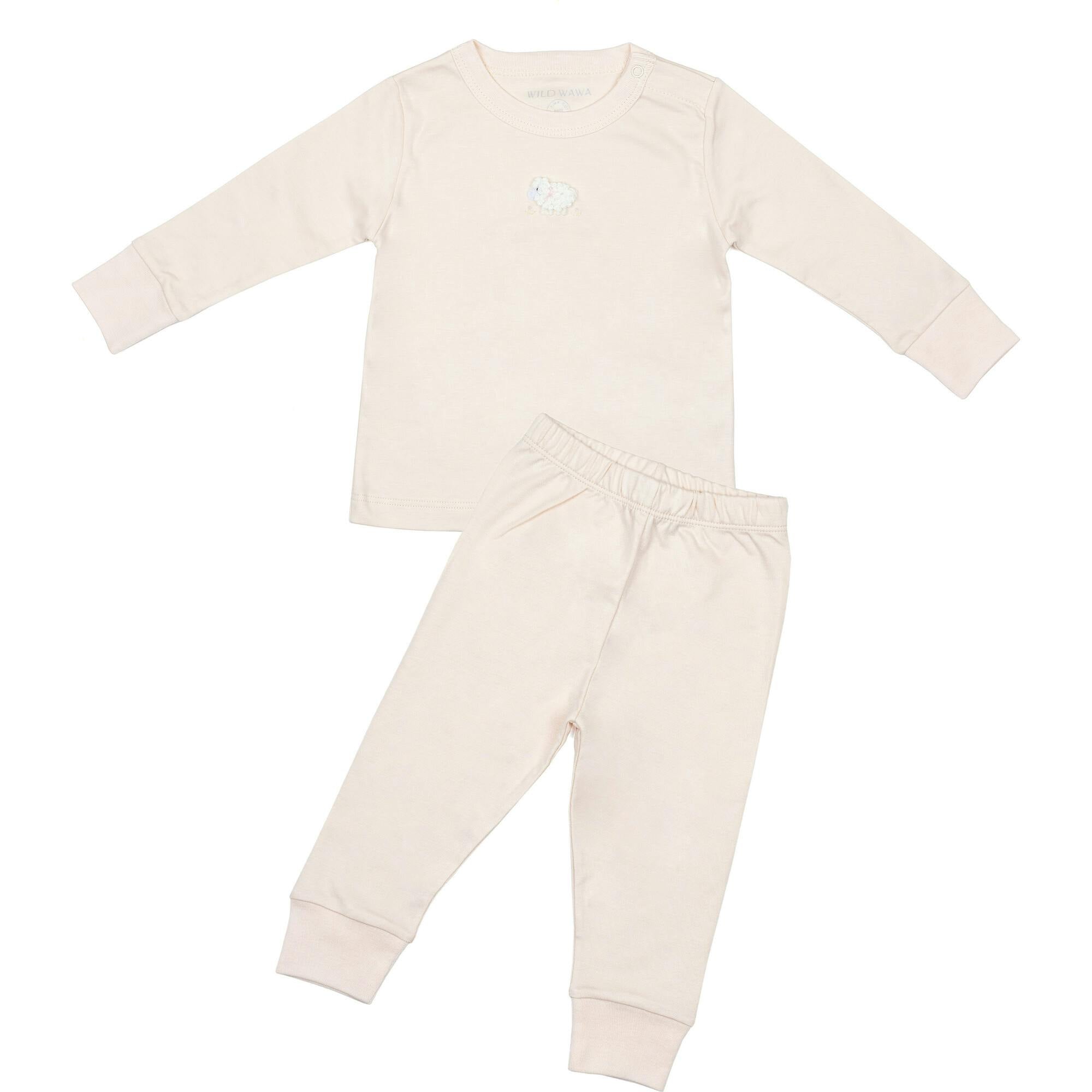 Pima Embroidered Pajama Set in Blue Lamb