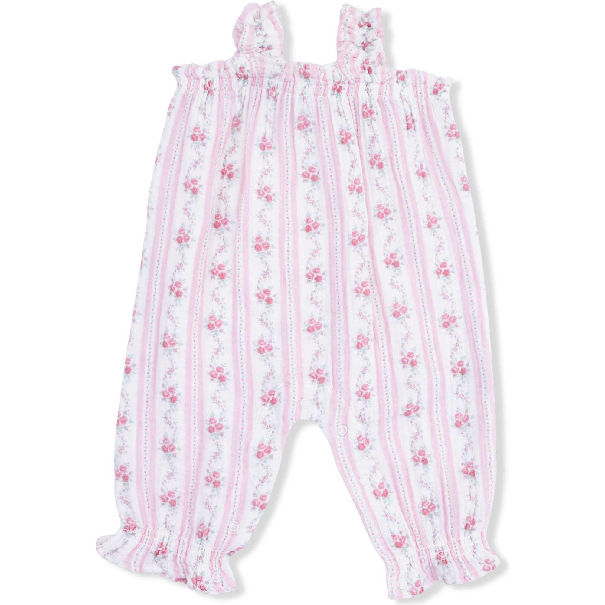 Winding Roses Stripe - Ruffly Strap Overall & Headband