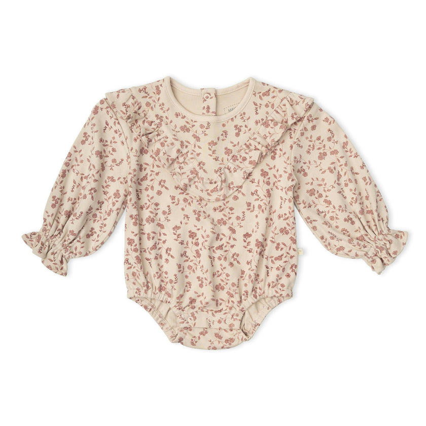 Organic Ruffle Bubble Romper - Petal Whispers