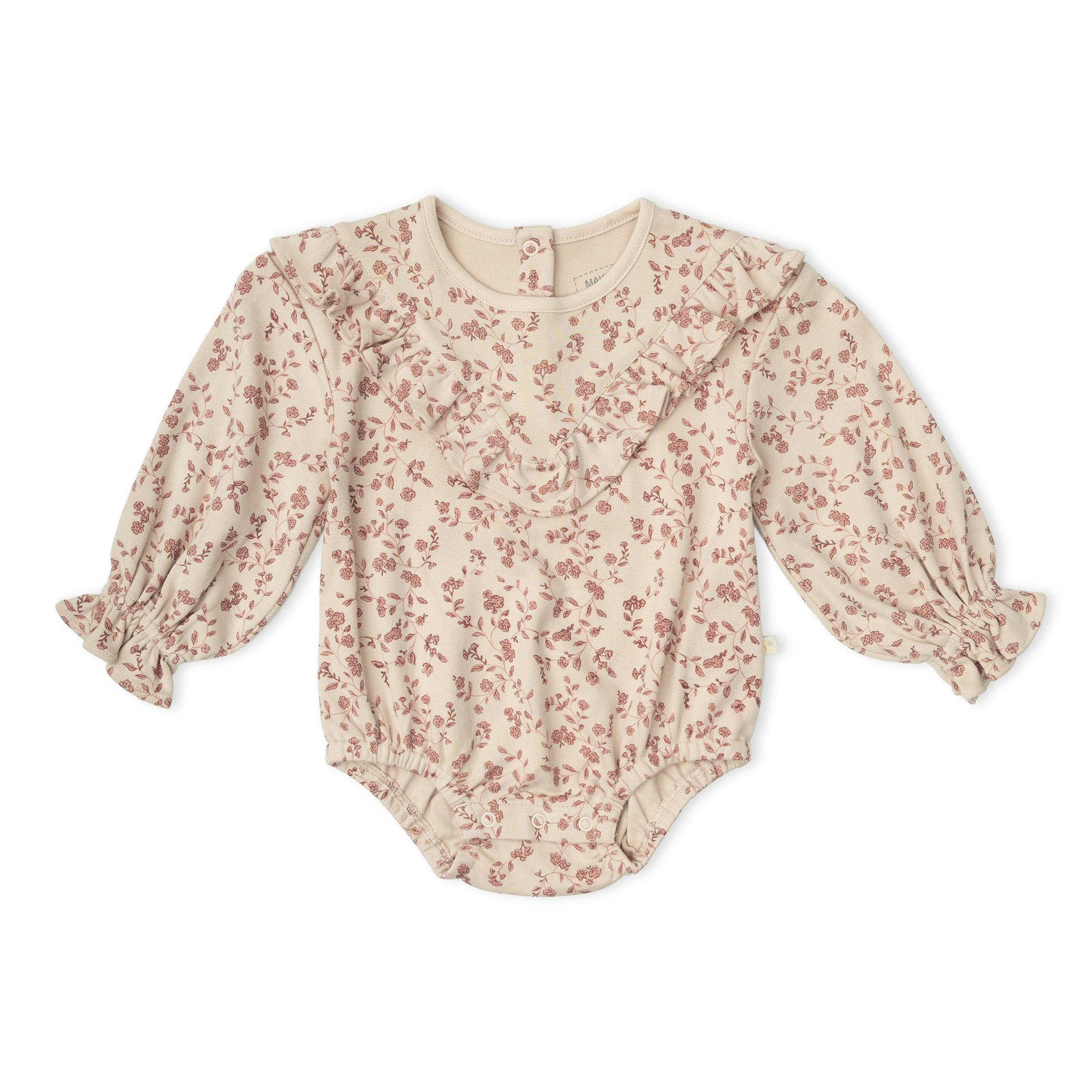 Organic Ruffle Bubble Romper - Petal Whispers