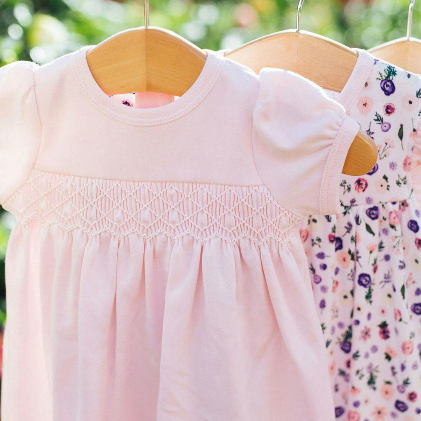 Clementine Peach Floral Smocked Dress