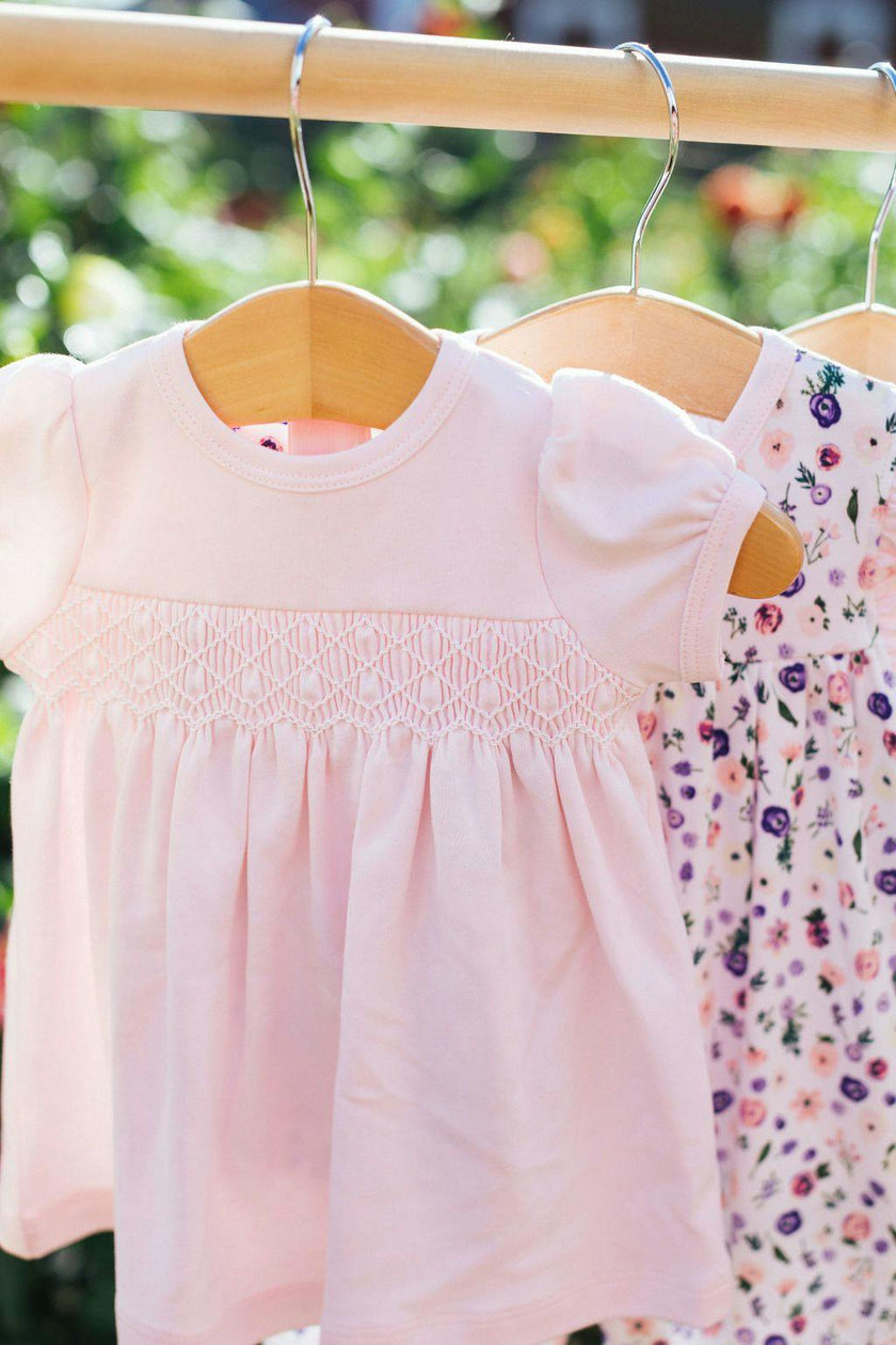Clementine Peach Floral Smocked Dress