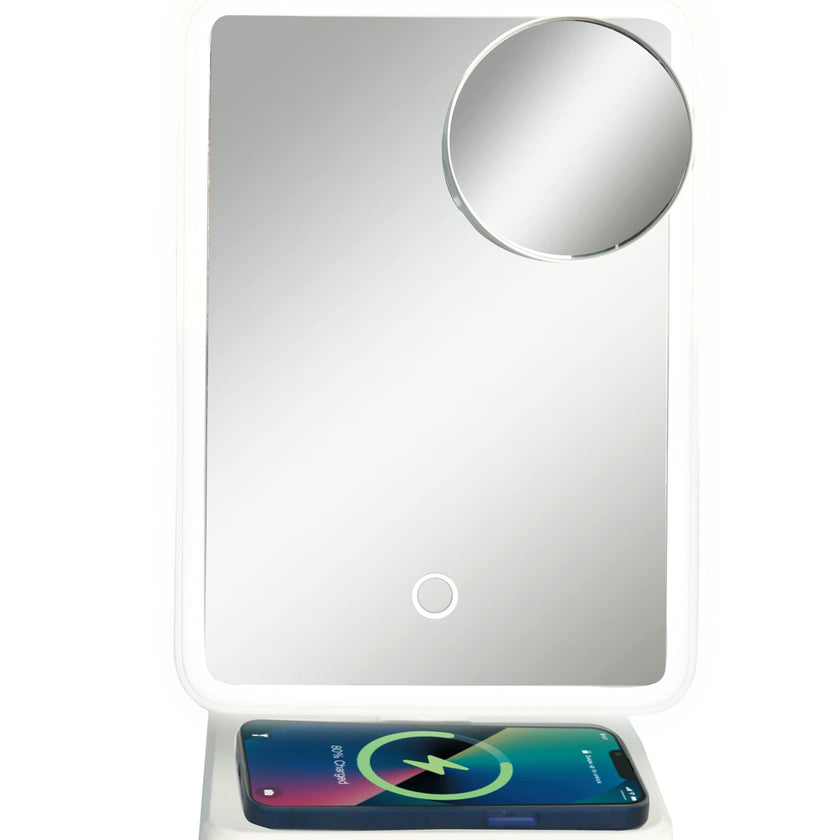 Glam Studio Vanity Mirror and Bluetooth Speaker-White