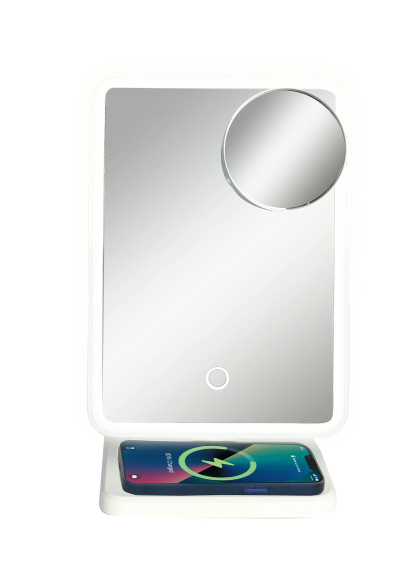 Glam Studio Vanity Mirror and Bluetooth Speaker-White
