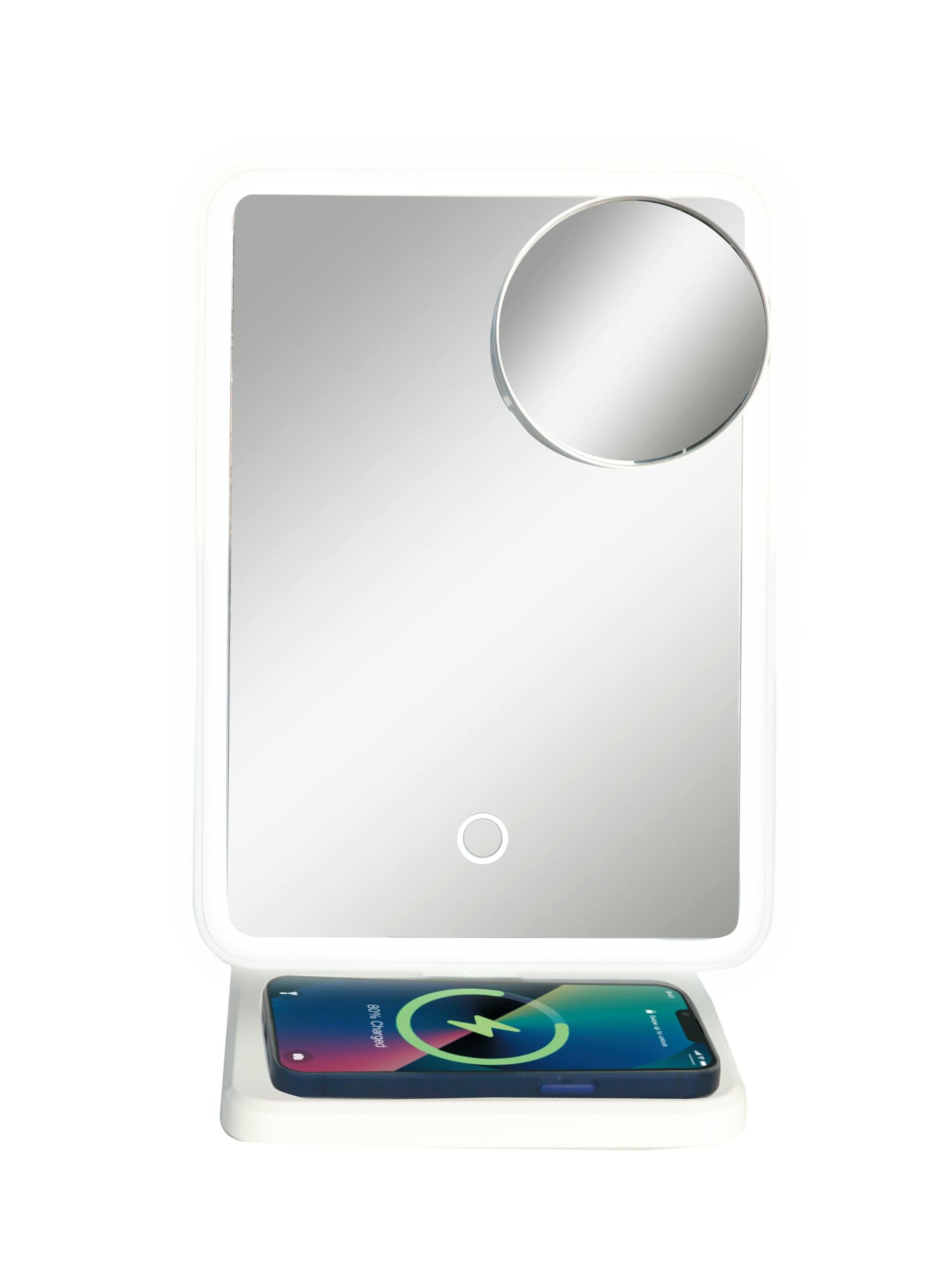 Glam Studio Vanity Mirror and Bluetooth Speaker-White