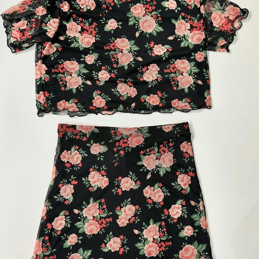 Girls 2 Piece Mesh Skirt Set