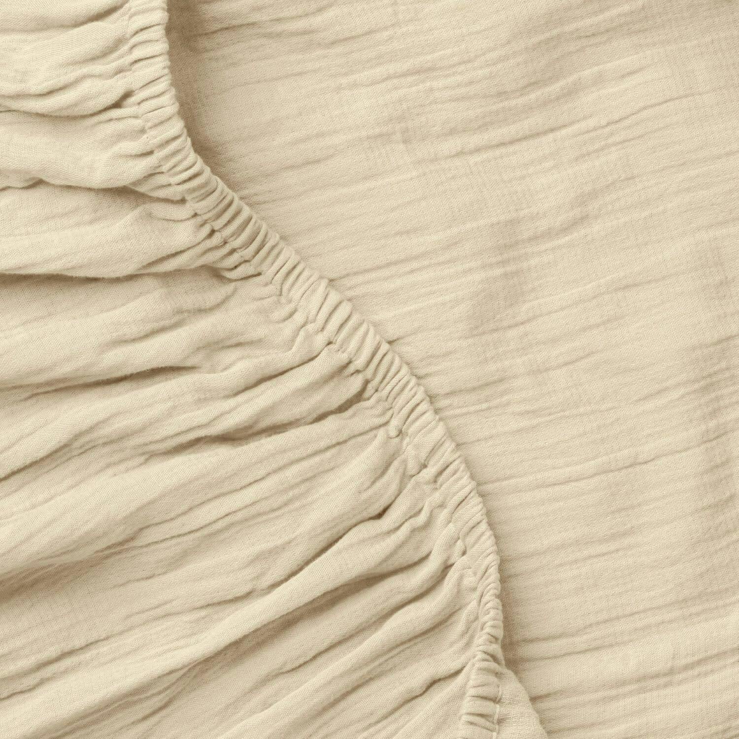 Dune Crinkled Comfort Fitted Sheet, Beige