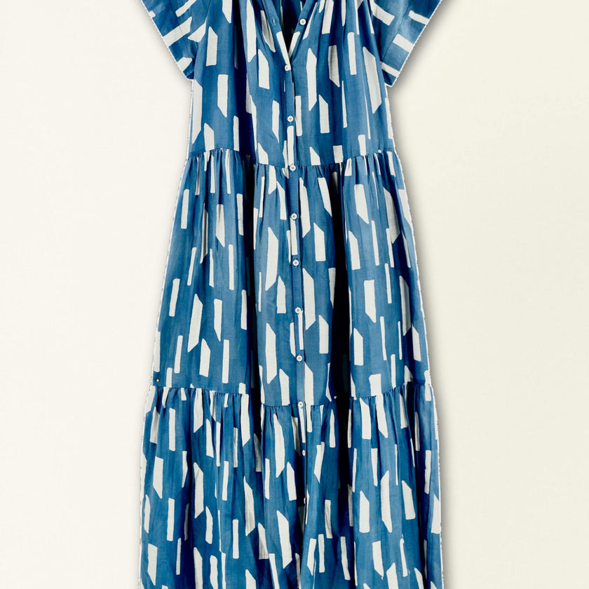 Vienna Maxi Dress in Indigo Rainfall