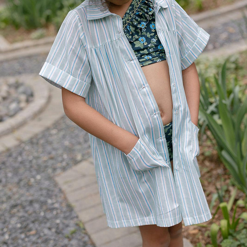Girls Coverup in Stripe in Blue Jay