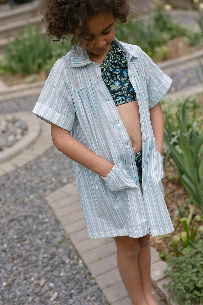 Girls Coverup in Stripe in Blue Jay
