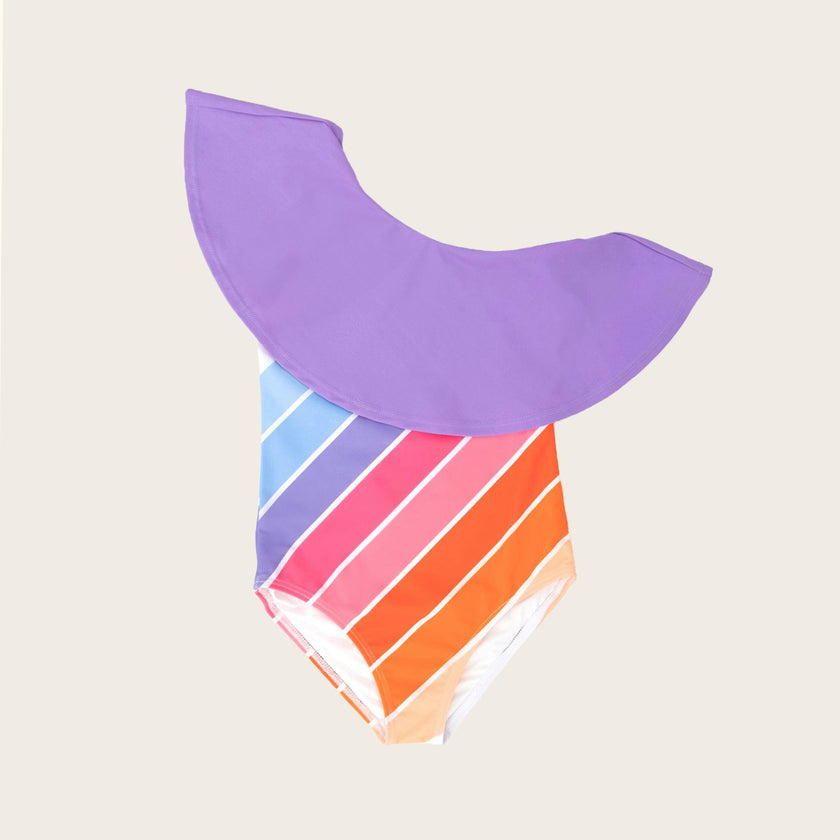 Garden State Rainbow One Shoulder Ruffle