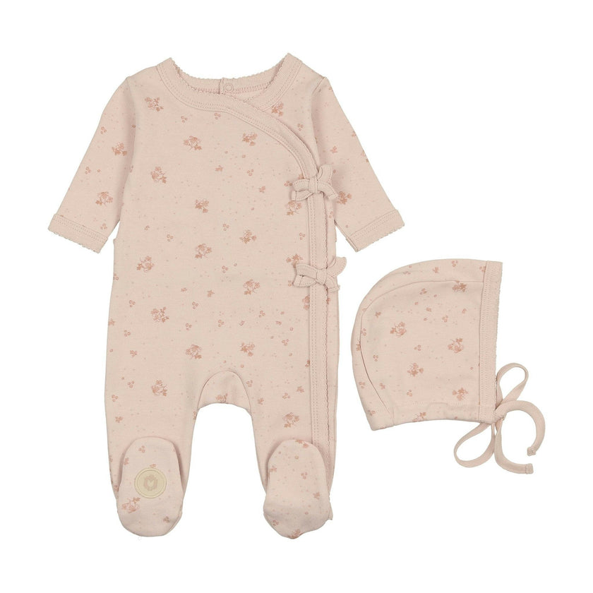 Scattered Blossoms Footie & Hat Set Barely Pink